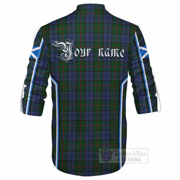 Colquhoun Tartan Crest Ghillie Kilt Shirt Scotland Coat of Arm Flag Style