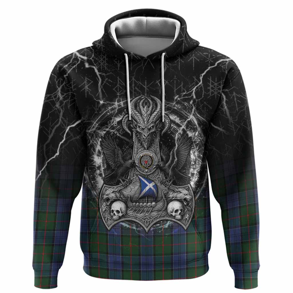 Colquhoun Tartan Crest Hoodie Celtic Odin's Raven Legacy