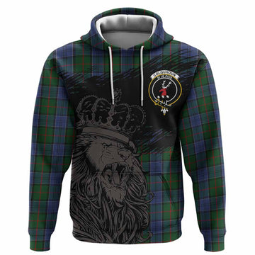 Colquhoun Tartan Crest Hoodie Crowned Lion Heritage Style