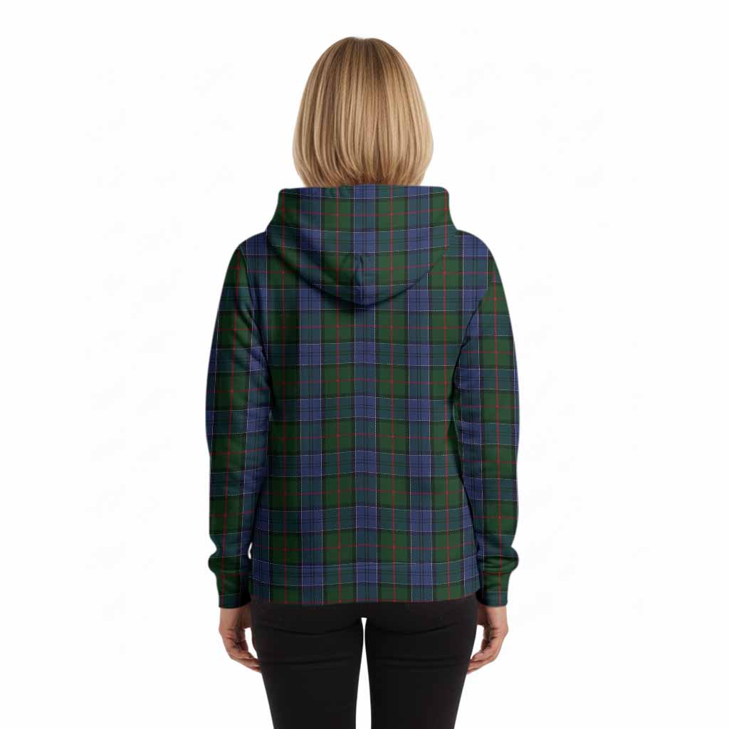 Colquhoun Tartan Crest Hoodie Ferocious Lion Style