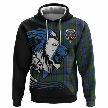 Colquhoun Tartan Crest Hoodie Scottish Golden Lions Wave Flow