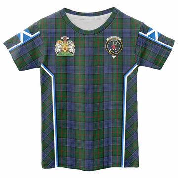 Colquhoun Tartan Crest Kid T-shirt Scotland Coat of Arm Flag Style