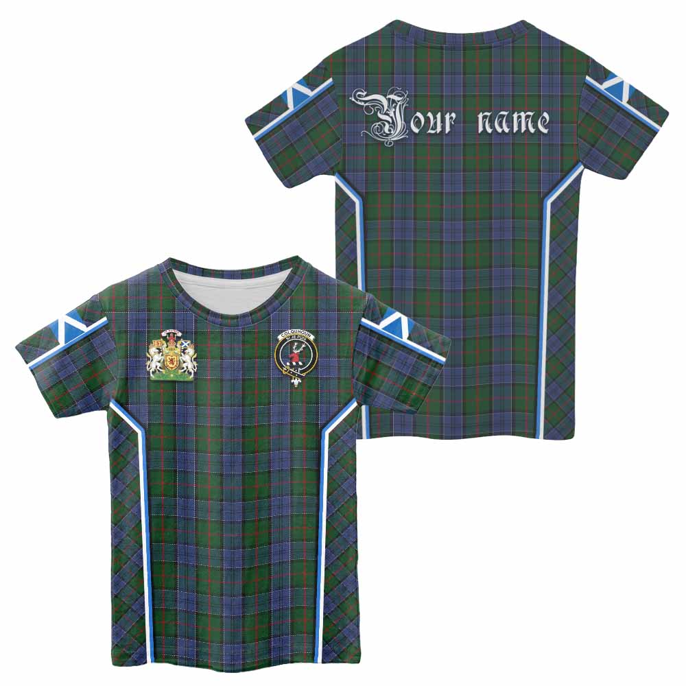 Colquhoun Tartan Crest Kid T-shirt Scotland Coat of Arm Flag Style - Tartan Vibes Clothing