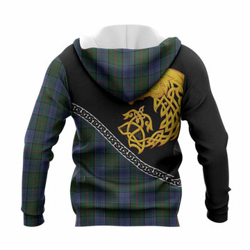Colquhoun Tartan Crest Knitted Hoodie Legendary Dragon Knot Half Style