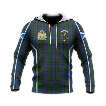 Colquhoun Tartan Crest Knitted Hoodie Scotland Coat of Arm Flag Style - Tartan Vibes Clothing