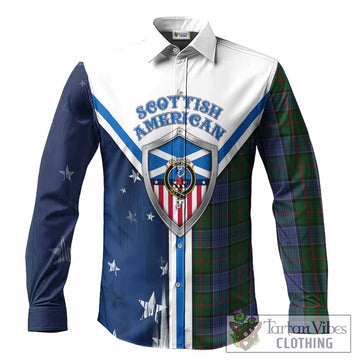 Colquhoun Tartan Crest Long Sleeve Button Shirts Scottish-American Heritage
