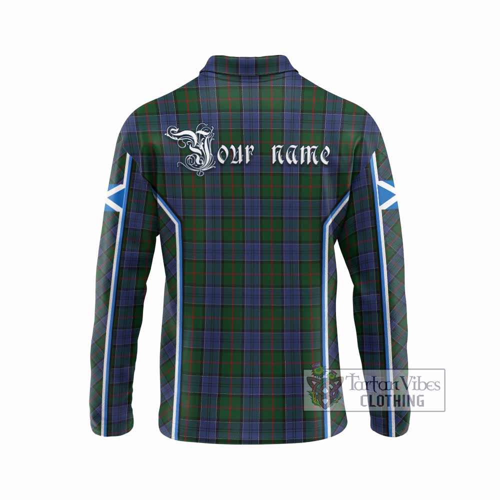 Colquhoun Tartan Crest Long Sleeve Polo Shirt Scotland Coat of Arm Flag Style - Tartan Vibes Clothing