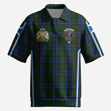 Colquhoun Tartan Crest Men’s Polo Sweater Top Scotland Coat of Arm Flag Style