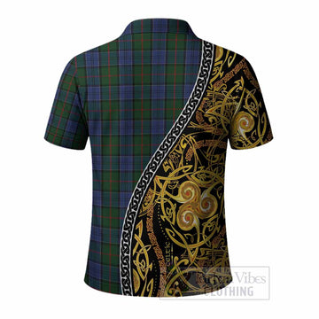 Colquhoun Tartan Crest Polo Shirt Celtic Knot and Triple Trickle Spiral Symbols