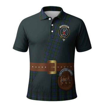 Colquhoun Tartan Crest Polo Shirt Kilt Costume Style