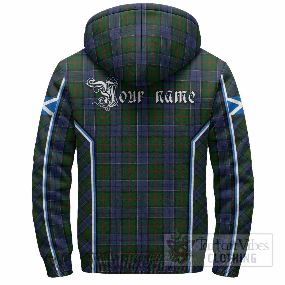 Colquhoun Tartan Crest Sherpa Hoodie Scotland Coat of Arm Flag Style - Tartan Vibes Clothing