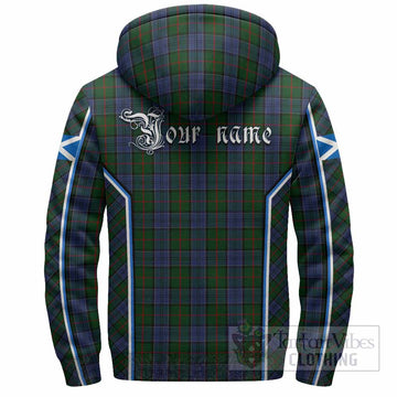 Colquhoun Tartan Crest Sherpa Hoodie Scotland Coat of Arm Flag Style
