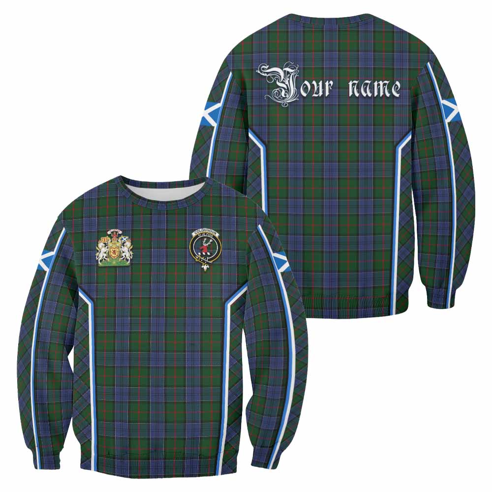 Colquhoun Tartan Crest Sweatshirt Scotland Coat of Arm Flag Style - Tartan Vibes Clothing