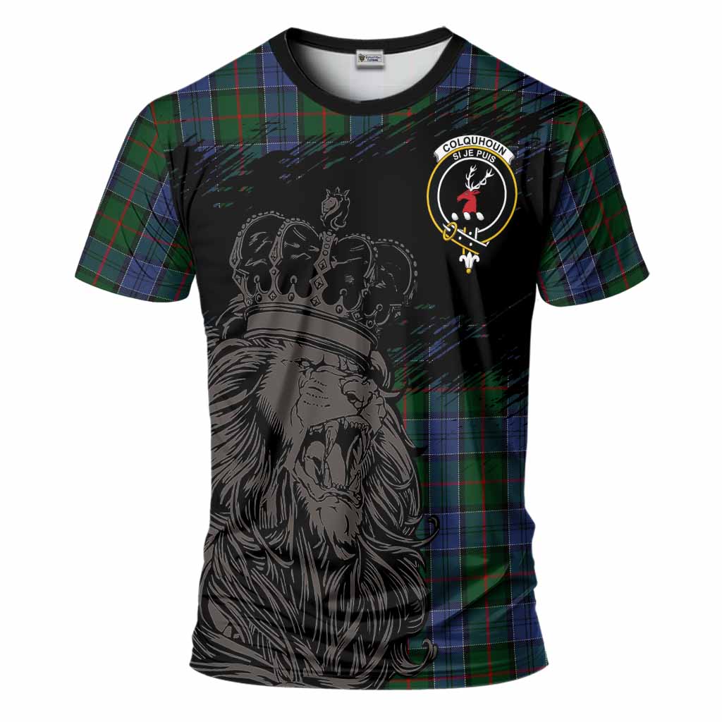 Colquhoun Tartan Crest T-Shirt Crowned Lion Heritage Style