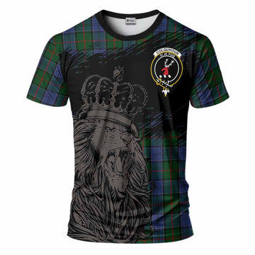 Colquhoun Tartan Crest T-Shirt Crowned Lion Heritage Style