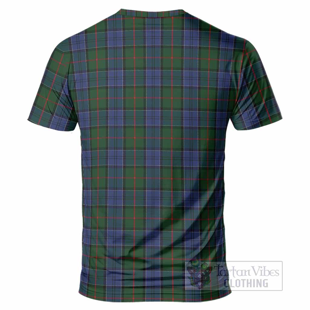 Colquhoun Tartan Crest T-Shirt Ferocious Lion Style
