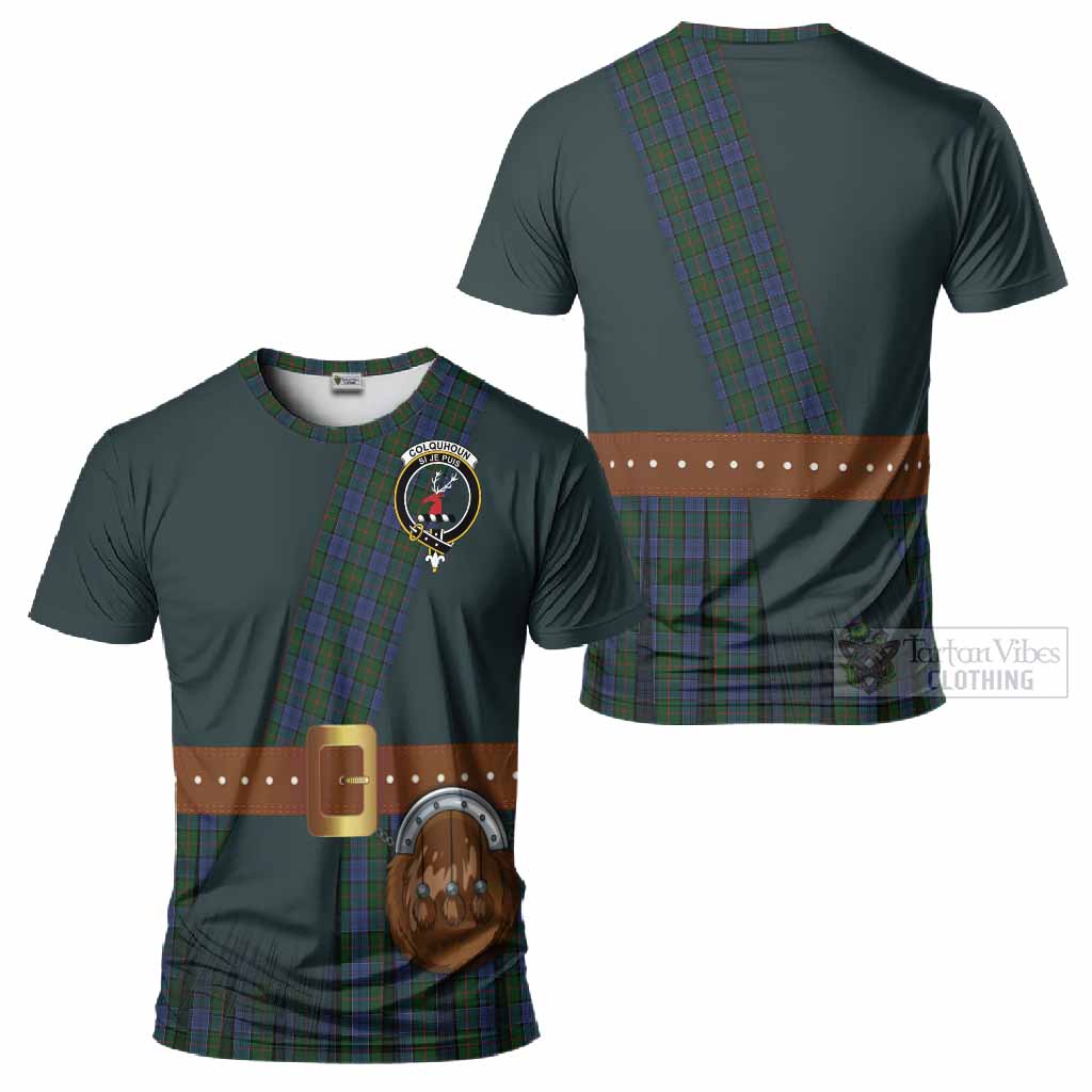 Colquhoun Tartan Crest T-Shirt Kilt Costume Style