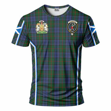 Colquhoun Tartan Crest T-shirt Scotland Coat of Arm Flag Style - Tartan Vibes Clothing