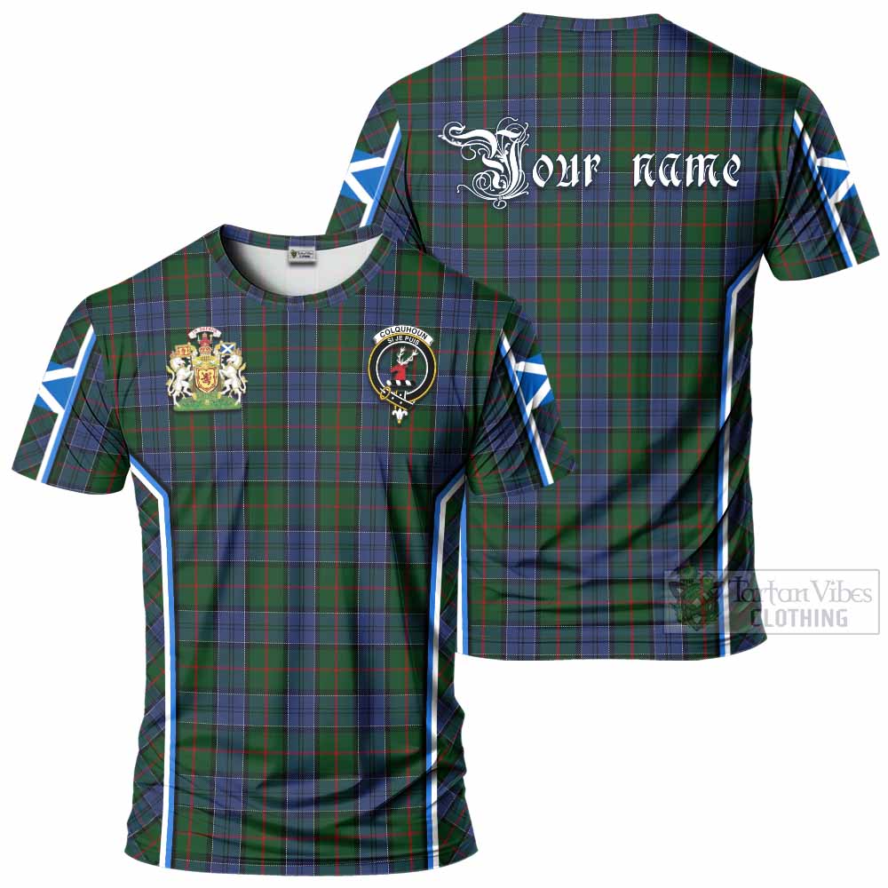 Colquhoun Tartan Crest T-shirt Scotland Coat of Arm Flag Style - Tartan Vibes Clothing