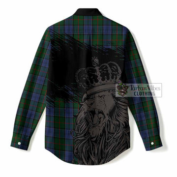 Colquhoun Tartan Crest Women Casual Shirt Crowned Lion Heritage Style