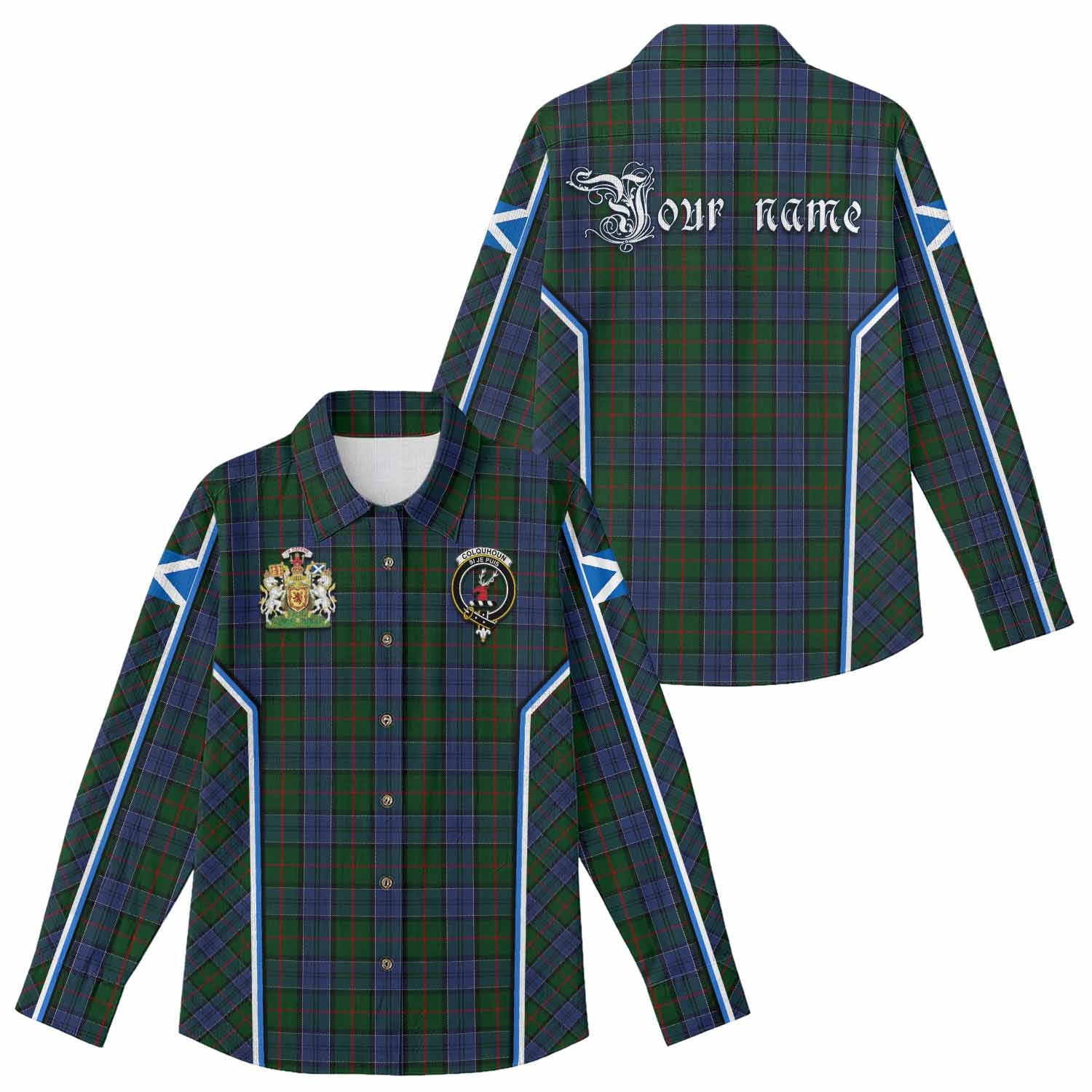Colquhoun Tartan Crest Women Casual Shirt Scotland Coat of Arm Flag Style - Tartan Vibes Clothing