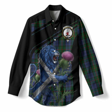 Colquhoun Tartan Crest Women Casual Shirt Scottish Lion Rampant Thistle