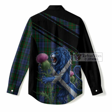 Colquhoun Tartan Crest Women Casual Shirt Scottish Lion Rampant Thistle