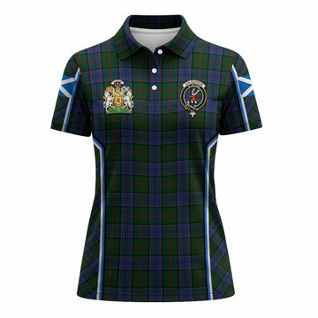 Colquhoun Tartan Crest Women's Polo Shirt Scotland Coat of Arm Flag Style