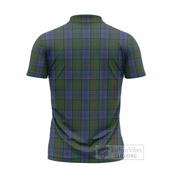 Colquhoun Tartan Crest Zipper Polo Shirt Ferocious Lion Style