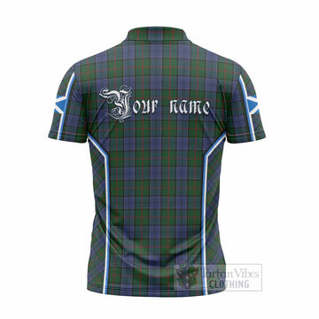 Colquhoun Tartan Crest Zipper Polo Shirt Scotland Coat of Arm Flag Style - Tartan Vibes Clothing