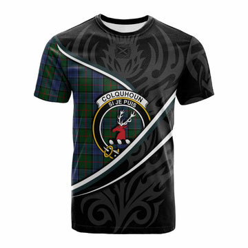 Colquhoun Tartan Family Crest Cotton T-shirt Celtic Scottish Thistle Floral - Tartan Vibes Clothing