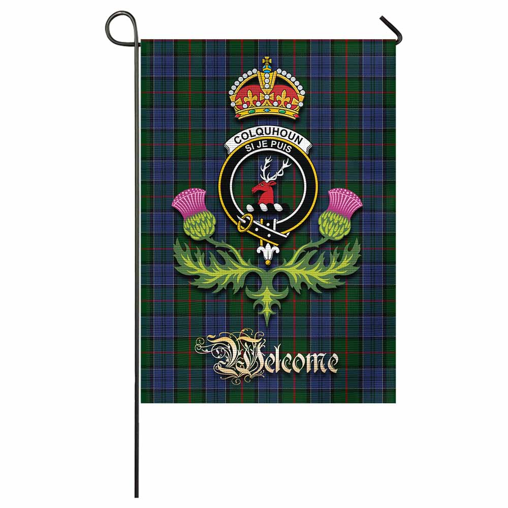 Colquhoun Tartan Family Crest Garden Flag Royal Thistle Welcome Style - Tartan Vibes Clothing