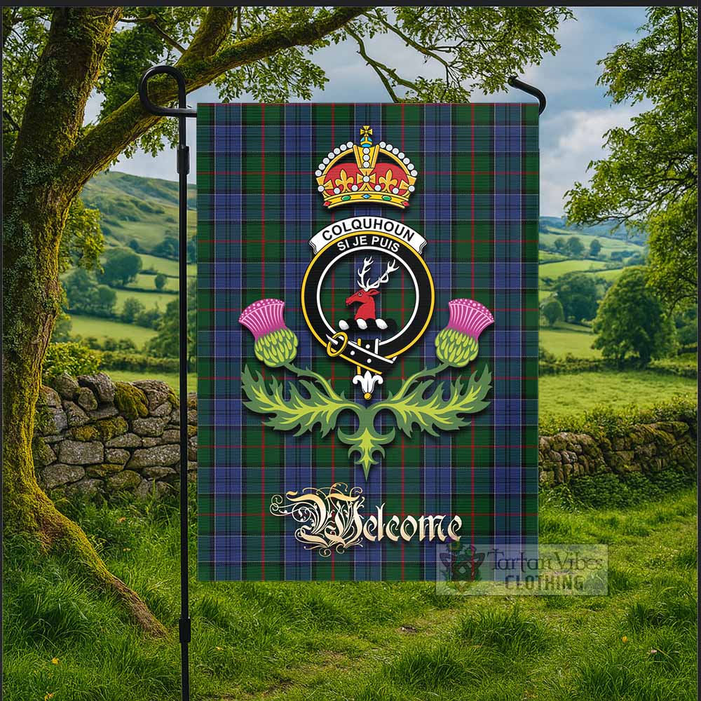 Colquhoun Tartan Family Crest Garden Flag Royal Thistle Welcome Style - Tartan Vibes Clothing
