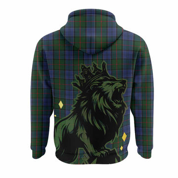 Colquhoun Tartan Family Crest Hoodie Crowned Lion Roaring