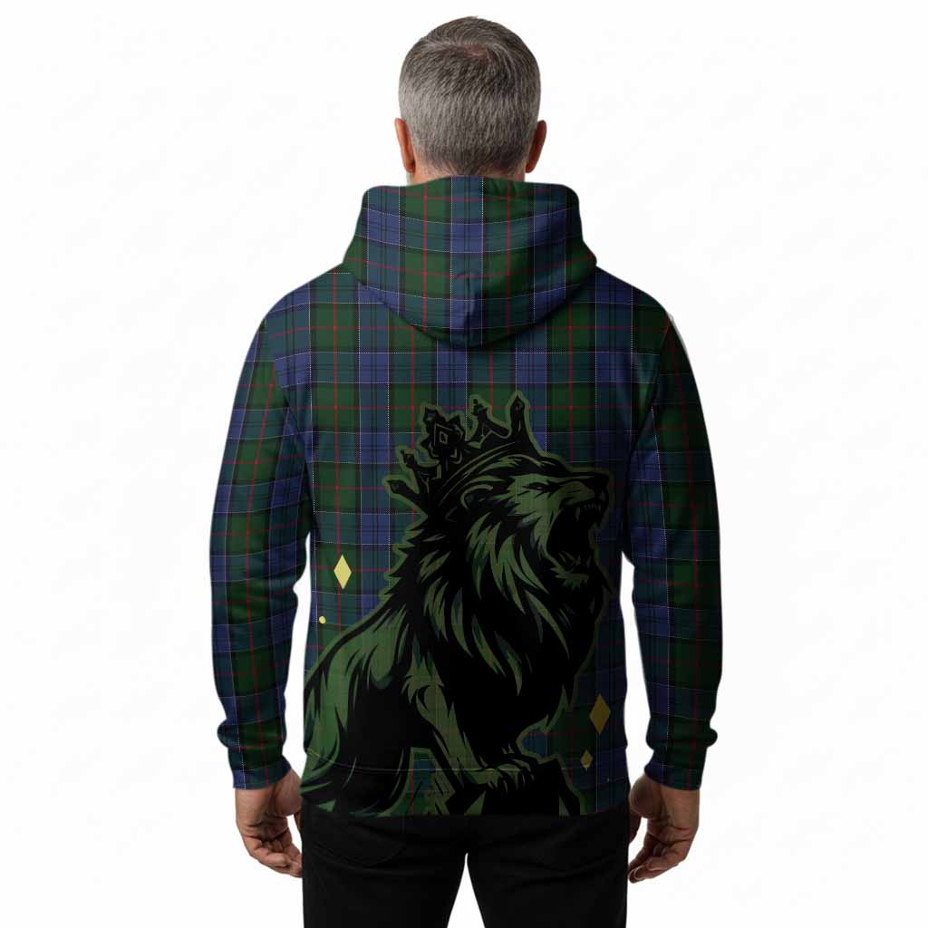 Colquhoun Tartan Family Crest Hoodie Crowned Lion Roaring