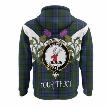 Colquhoun Tartan Family Crest Hoodie Scottish Burns Night Thistle Floral