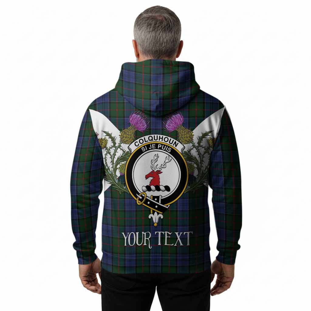 Colquhoun Tartan Family Crest Hoodie Scottish Burns Night Thistle Floral