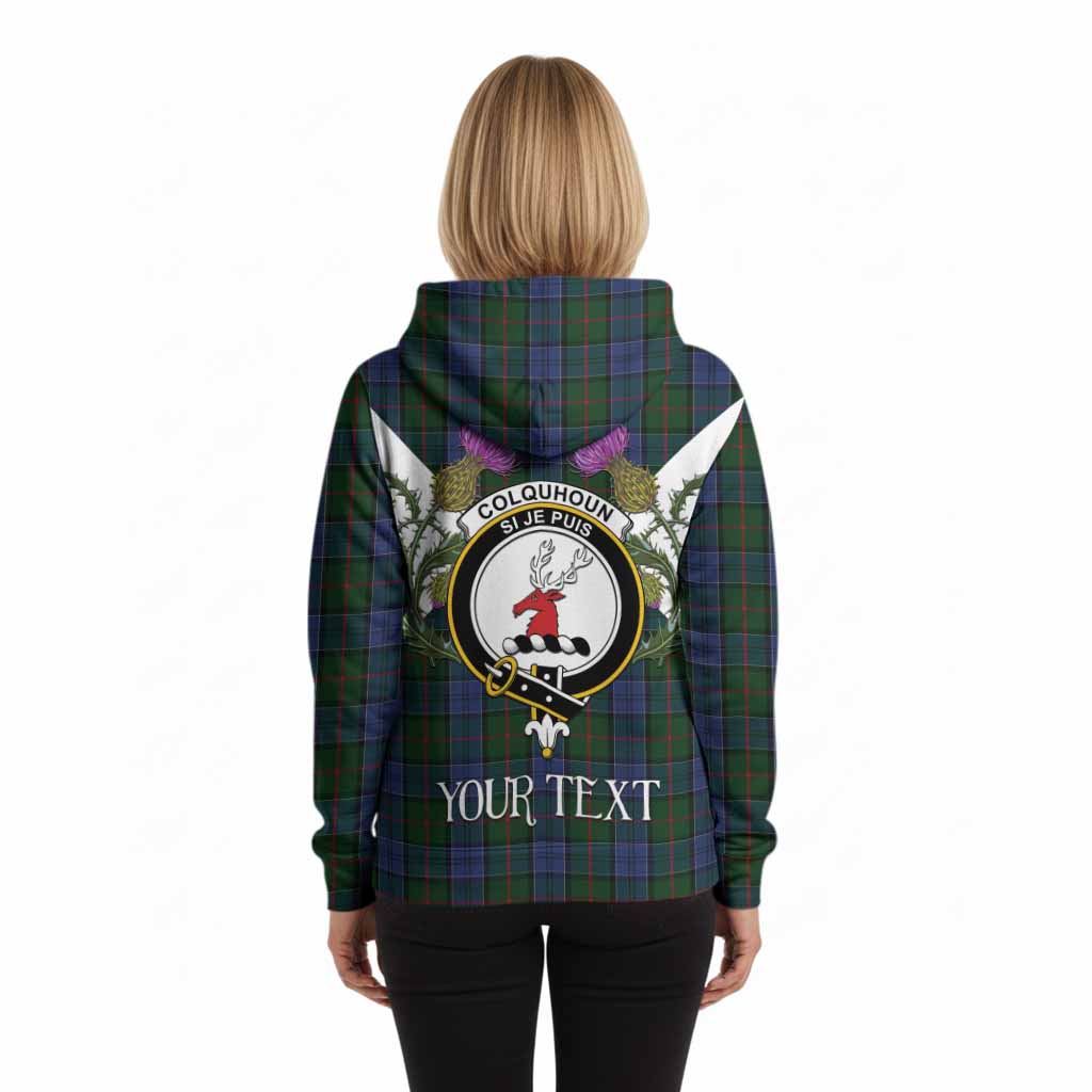 Colquhoun Tartan Family Crest Hoodie Scottish Burns Night Thistle Floral