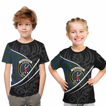 Colquhoun Tartan Family Crest Kid T-shirt Celtic Scottish Thistle Floral