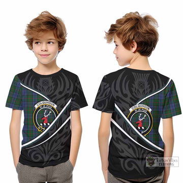 Colquhoun Tartan Family Crest Kid T-shirt Celtic Scottish Thistle Floral