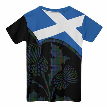 Colquhoun Tartan Family Crest Kid T-shirt Scotland Thistle Floral Flag Style