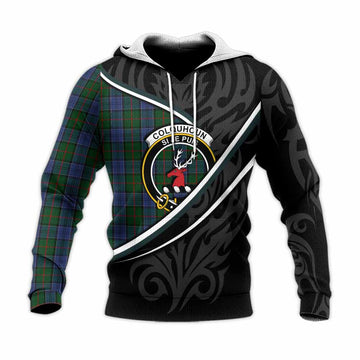 Colquhoun Tartan Family Crest Knitted Hoodie Celtic Scottish Thistle Floral - Tartan Vibes Clothing