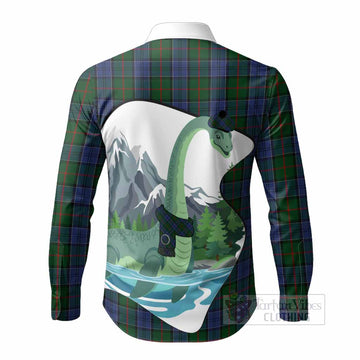 Colquhoun Tartan Family Crest Long Sleeve Button Shirts Nessie Scottish Loch Ness Monster