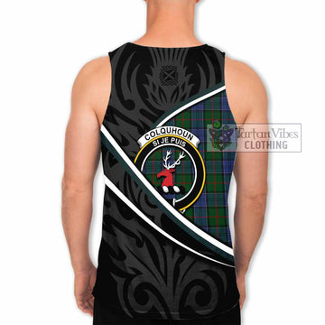 Colquhoun Tartan Family Crest Men Tank Top Celtic Scottish Thistle Floral - Tartan Vibes Clothing