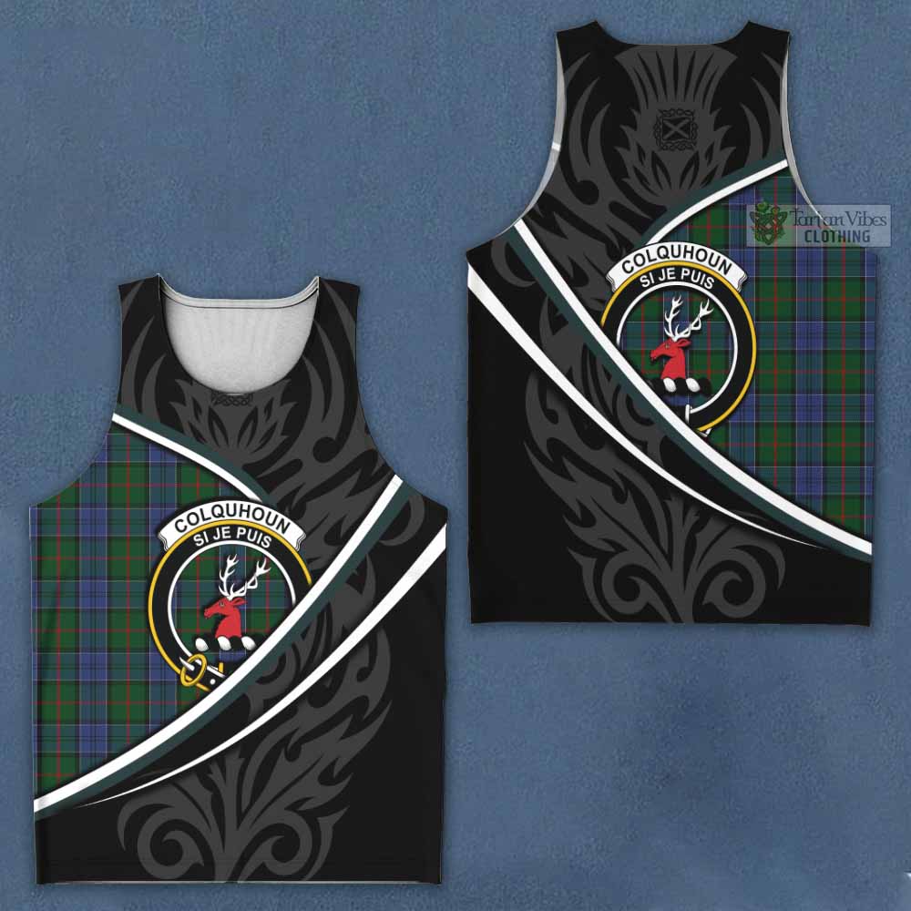 Colquhoun Tartan Family Crest Men Tank Top Celtic Scottish Thistle Floral - Tartan Vibes Clothing