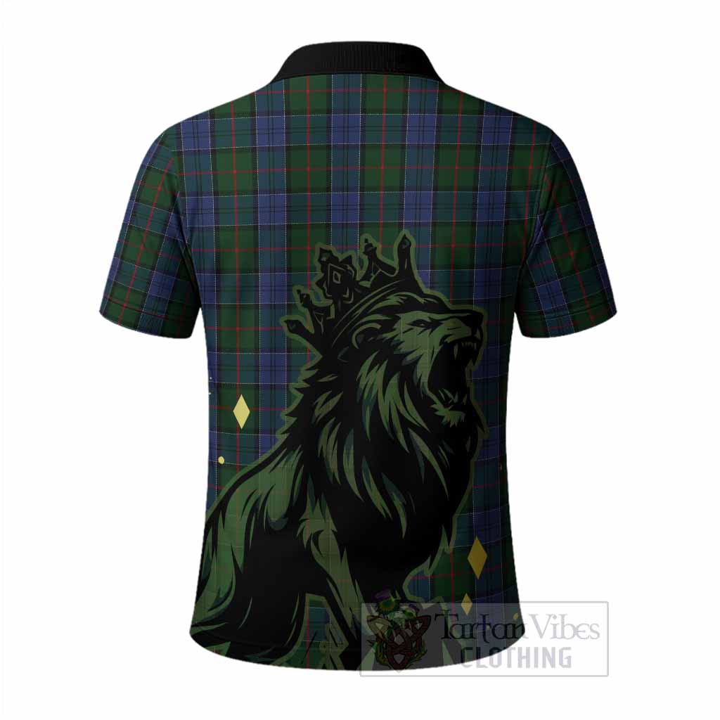 Colquhoun Tartan Family Crest Polo Shirt Crowned Lion Roaring