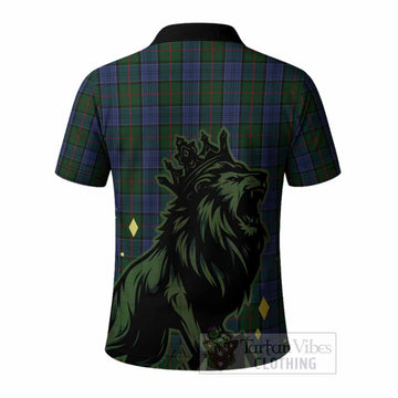Colquhoun Tartan Family Crest Polo Shirt Crowned Lion Roaring