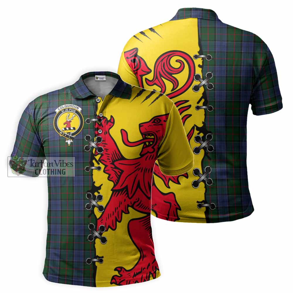 Colquhoun Tartan Family Crest Polo Shirt Lion Rampant Honor - Tartan Vibes Clothing
