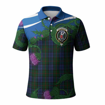 Colquhoun Tartan Family Crest Polo Shirt Thistle in Minimalism