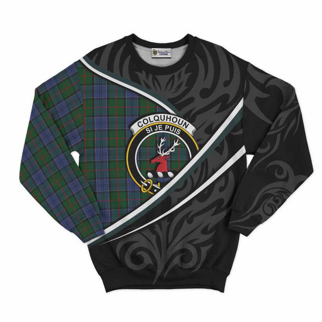 Colquhoun Tartan Family Crest Sweatshirt Celtic Scottish Thistle Floral - Tartan Vibes Clothing